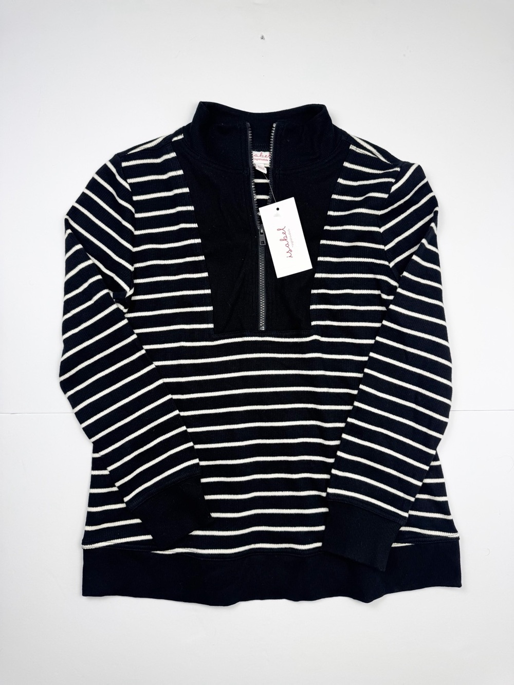 Isabel Maternity by Ingrid & Isabel Navy and White Striped Quarter-Zip Pullover